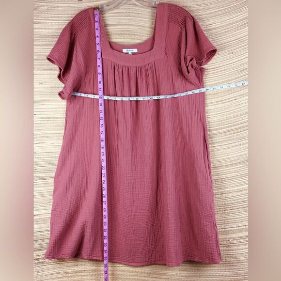 Madewell Lightspun Butterfly Square-Neck Mini Dress In Vintage Quartz Size L - Picture 10 of 10